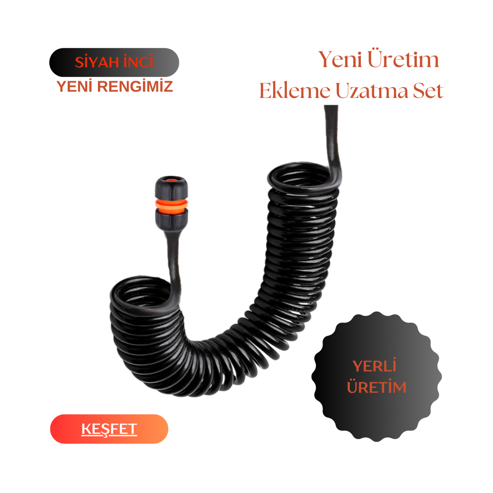 Plasyay Spiral Uzatma Ekleme Hortumu ve Bağlantı Aparatı 2.5 Metre Setler