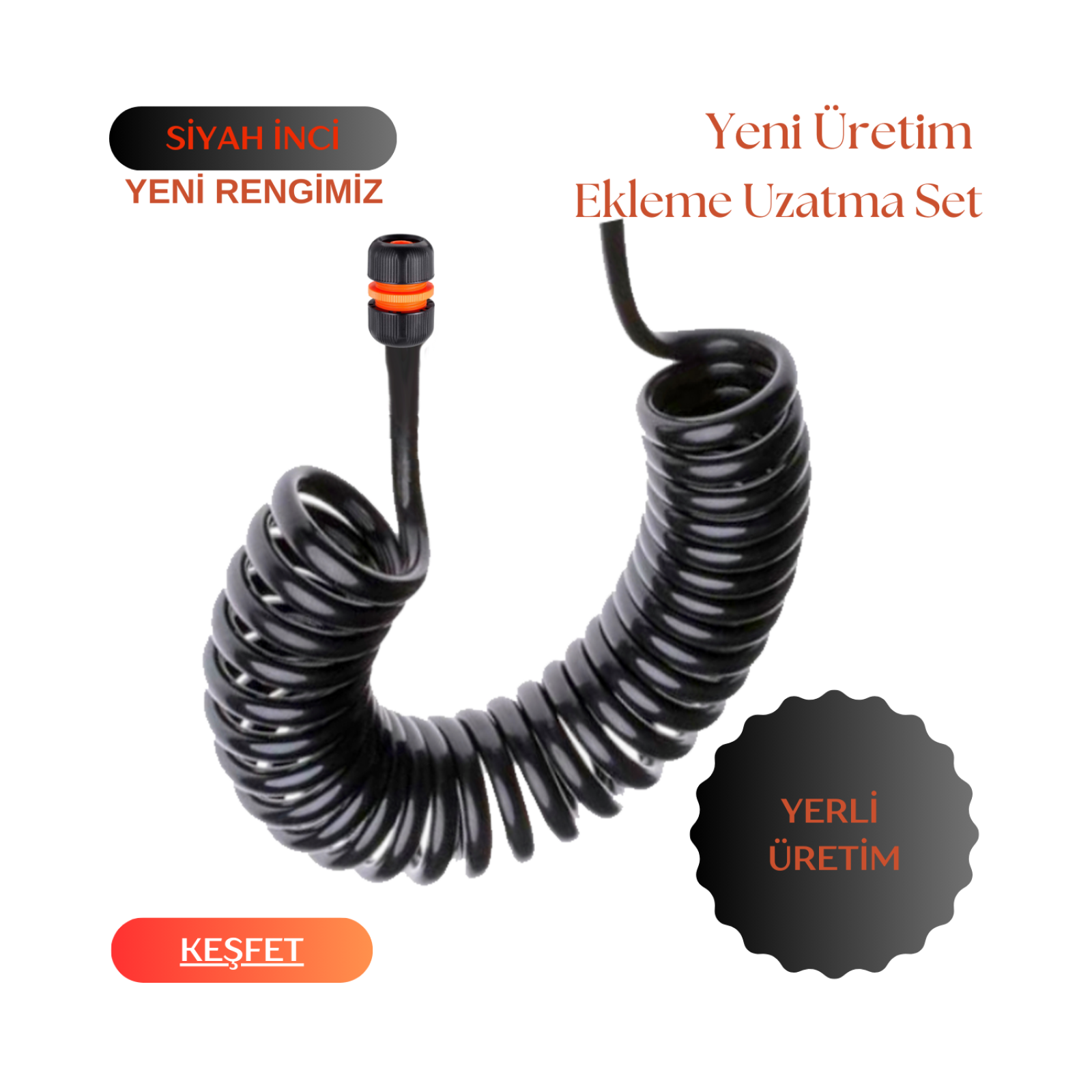 Plasyay Spiral Sulama Yıkama Hortum Setlerimiz için Uzatma Ekleme Hortumu 3 Metre Setler